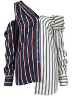 Monse Long-sleeve Button-down Top With Open Shoulders - Blue