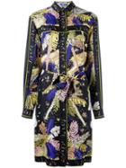 Emilio Pucci Palm Trees Print Shirt Dress, Women's, Size: 40, Black, Silk