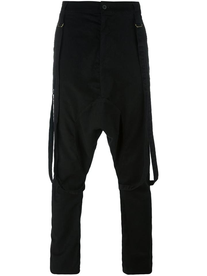 Poème Bohémien Drop Crotch Trousers, Men's, Size: 46, Black, Cotton/spandex/elastane