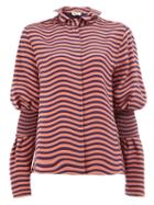 Fendi Wavy Print Shirt, Women's, Size: 40, Purple, Silk/polyamide/spandex/elastane