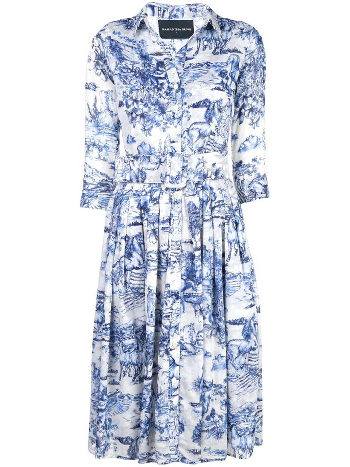 Samantha Sung Audrey Toile Print Dress - White