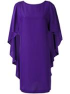 Alberta Ferretti - Ruffled Sleeves Shift Dress - Women - Silk - 48, Pink/purple, Silk