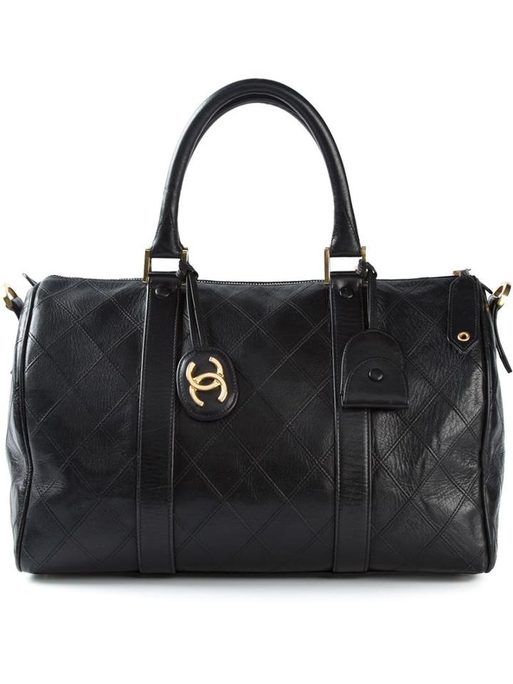 Chanel Vintage Quilted Boston Tote, Black