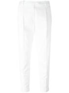Eleventy Tapered Cropped Trousers, Women's, Size: 31, White, Cotton/elastodiene/spandex/elastane