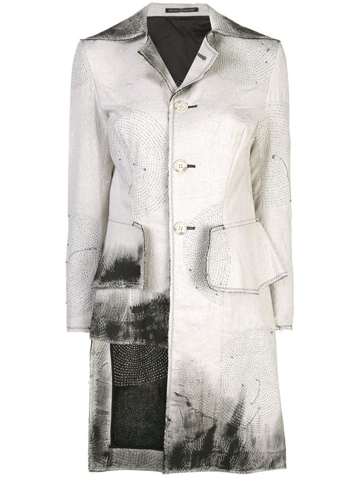 Yohji Yamamoto Asymmetric Brush Print Jacket - White