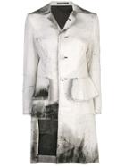 Yohji Yamamoto Asymmetric Brush Print Jacket - White