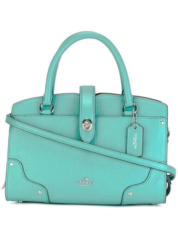 Coach Removable Strap Tote, Women's, Green, Calf Leather
