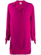 Nude Silk Tie-cuff Blouse - Pink