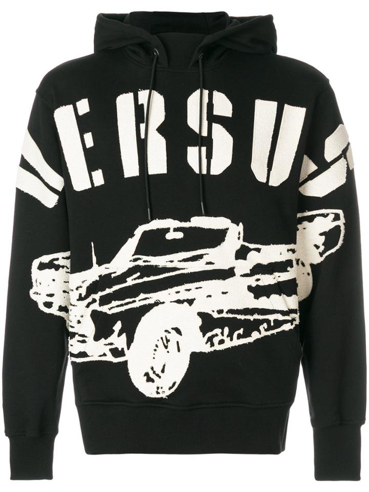 Versus Logo Printed Hoodie - Black