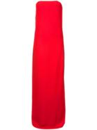 Oscar De La Renta Strapless Sash Column Gown - Red