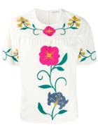 Red Valentino Floral Embroidered T-shirt - Neutrals