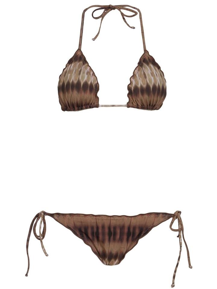 Brigitte Tie-dye Triangle Bikini Set, Women's, Size: P, Brown, Polyamide/spandex/elastane