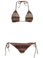 Brigitte Tie-dye Triangle Bikini Set, Women's, Size: P, Brown, Polyamide/spandex/elastane