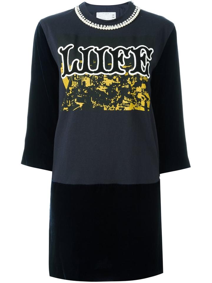 Sacai Liife Embroidered Sweatshirt Dress