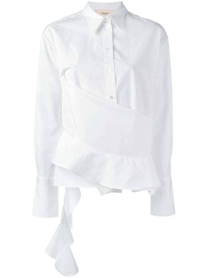 Ports 1961 'frill Front Collared' Shirt, Women's, Size: 42, White, Cotton