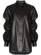 Pushbutton Faux-leather Shirt - Black