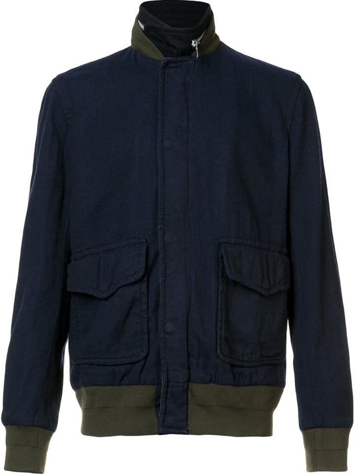 Sacai Layered Bomber Jacket, Men's, Size: Xl, Blue, Cotton/polyester/nylon/wool