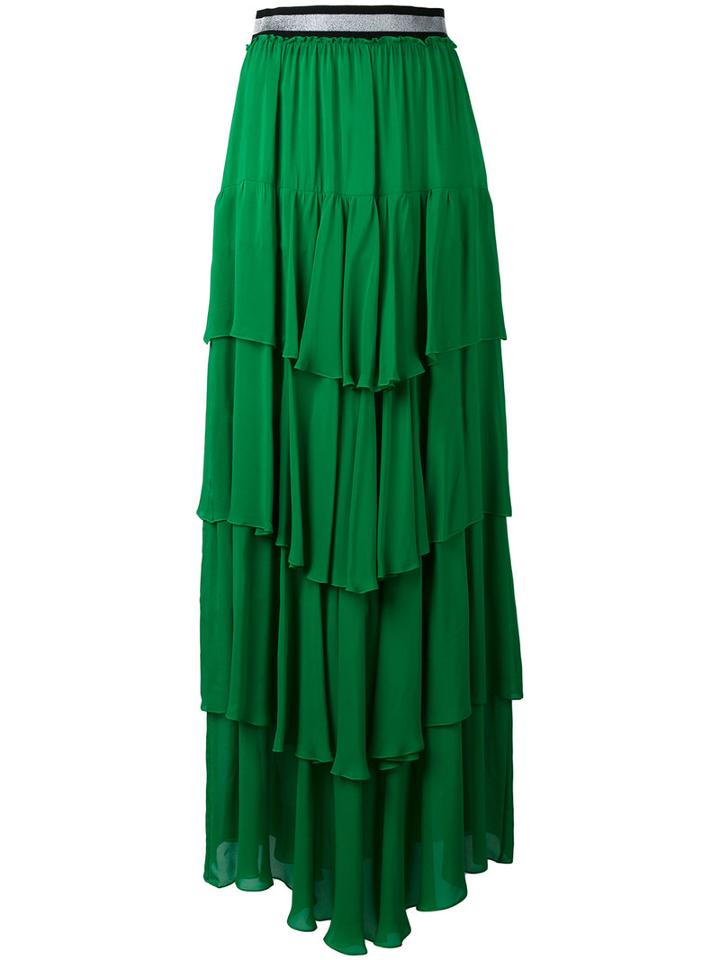 Just Cavalli - Ruffled Maxi Skirt - Women - Viscose - 44, Green, Viscose