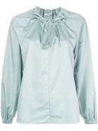 Tibi Drawstring Detail Blouse - Green