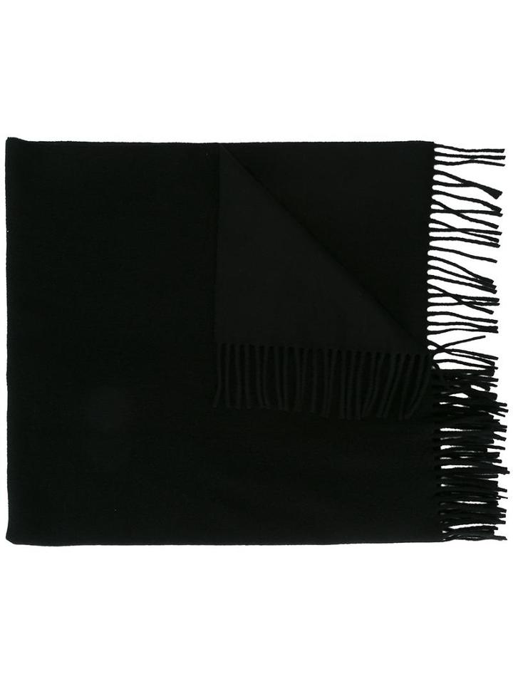 Études Fringed Scarf, Men's, Black, Virgin Wool