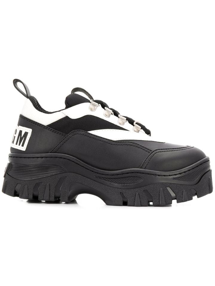 Msgm Lace-up Platform Sneakers - Black
