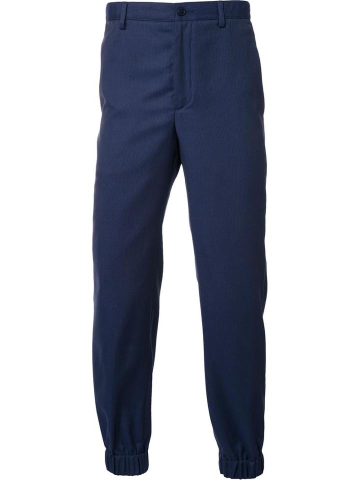 Éditions M.r Elasticated Hem Tapered Trousers, Men's, Size: 46, Blue, Wool