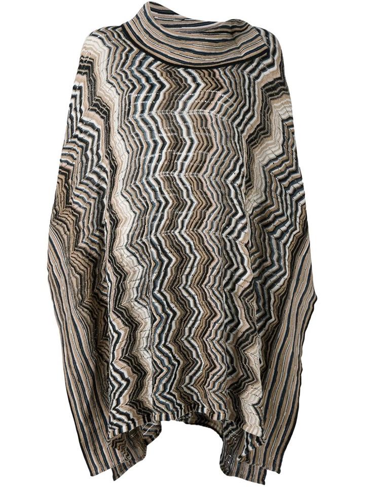 Missoni Zig Zag Knit Poncho, Women's, Nude/neutrals, Acrylic/cashmere/wool