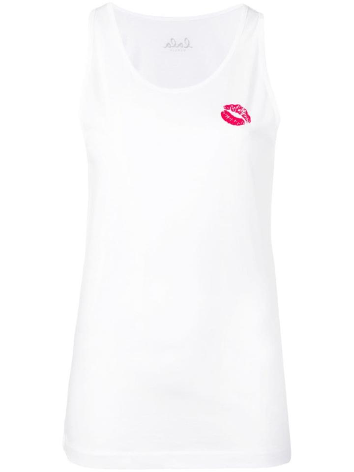 Lala Berlin Lipstick Print Vest Top - White