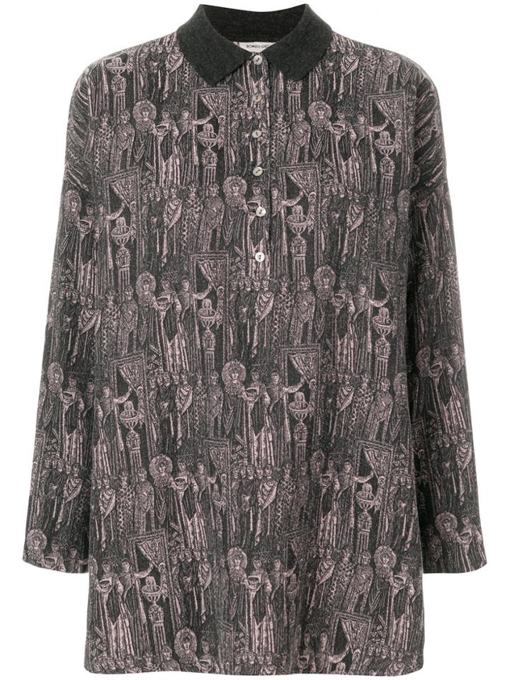 Romeo Gigli Vintage Medieval Pattern Shirt - Pink & Purple