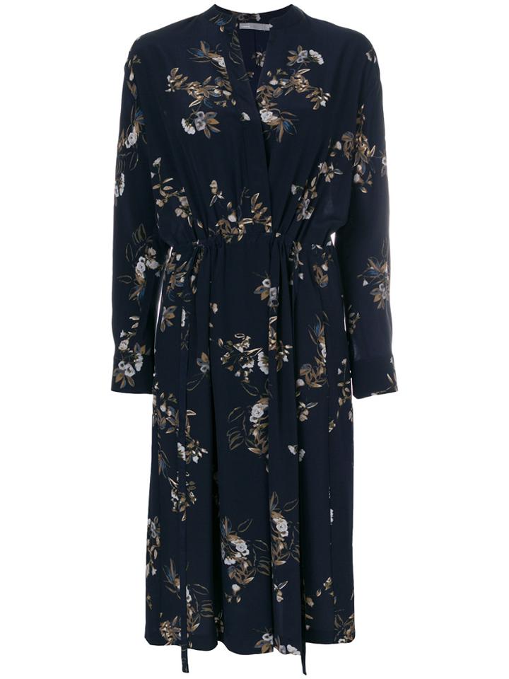 Vince Floral Print Wrap Dress - Blue