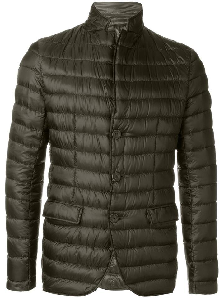 Herno Buttoned Padded Jacket, Men's, Size: 50, Green, Polyamide/feather Down