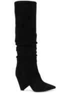 Anna F. Pointed Knee-length Boots - Black