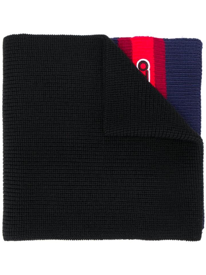 Kenzo Logo Patch Knitted Scarf - Black