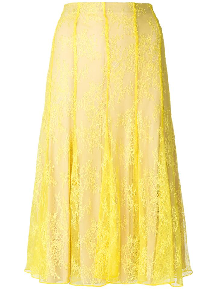 Blumarine Lace Midi Skirt - Yellow & Orange