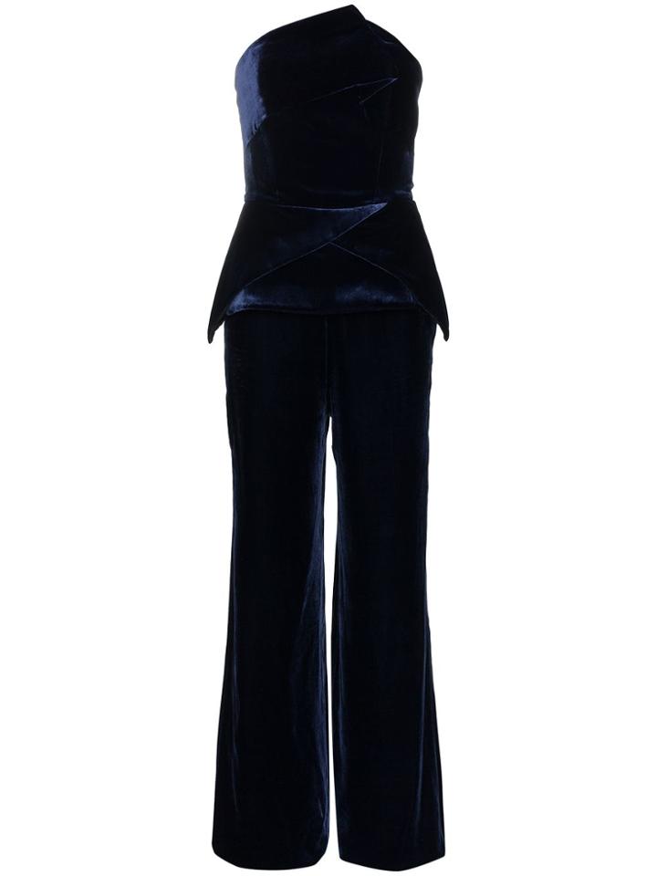 Roland Mouret Carradine Velvet Jumpsuit - Blue