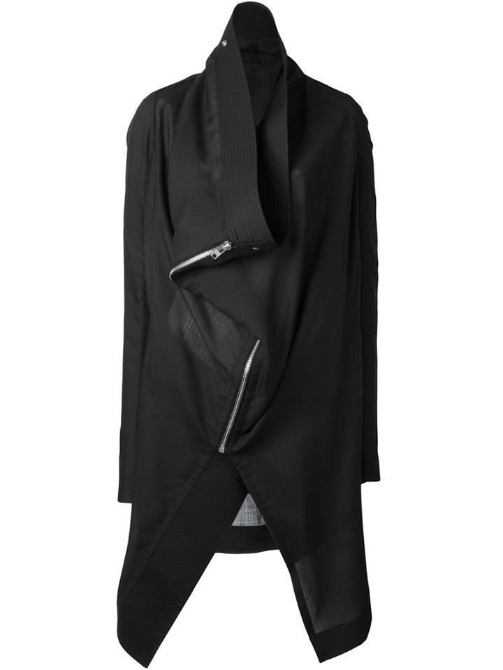 Rick Owens Draped Biker Coat, Women's, Size: 42, Black, Cupro/viscose/wool