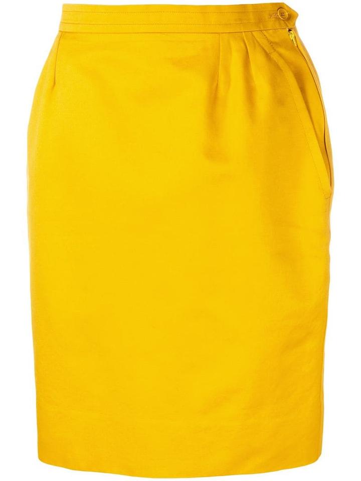 Yves Saint Laurent Pre-owned High Rise Straight Skirt - Yellow