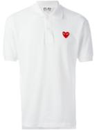 Comme Des Garçons Play Embroidered Heart Polo Shirt, Men's, Size: L, White, Cotton