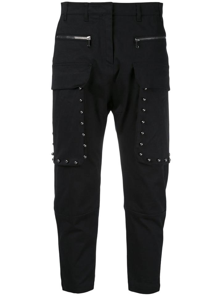 No21 - Cargo Pocket Cropped Trousers - Women - Cotton/spandex/elastane/acrylonitrile Butadiene Styrene (abs) - 42, Black, Cotton/spandex/elastane/acrylonitrile Butadiene Styrene (abs)