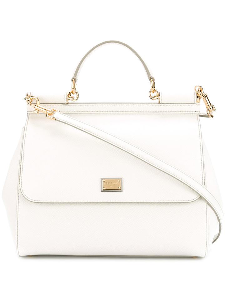 Dolce & Gabbana Large Sicily Tote, Women's, White, Calf Leather