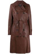 Arma Double-breasted Leather Coat - Brown
