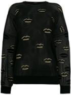 Givenchy Embroidered Lips Sheer Top - Black