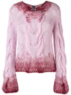 Ann Demeulemeester Chunky Cable Knit Sweater - Pink & Purple