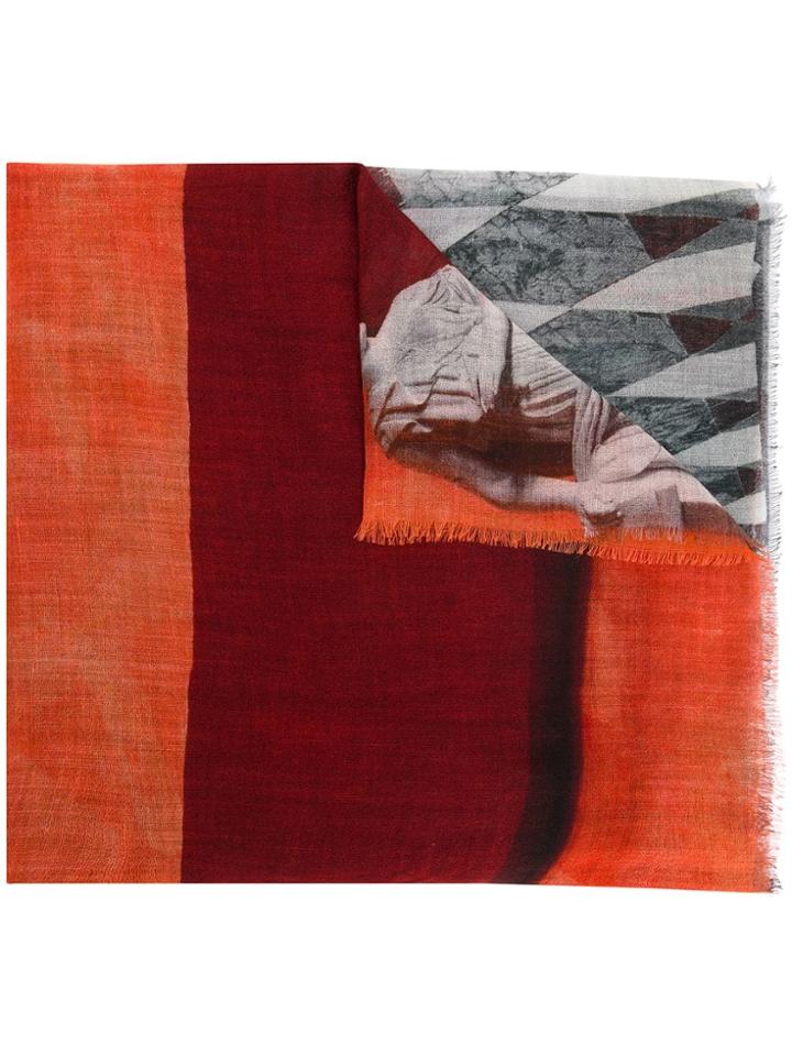 Faliero Sarti Multi-print Frayed Scarf - Yellow & Orange