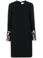 Victoria Victoria Beckham Shift Dress With Sequinned Cuffs - Black
