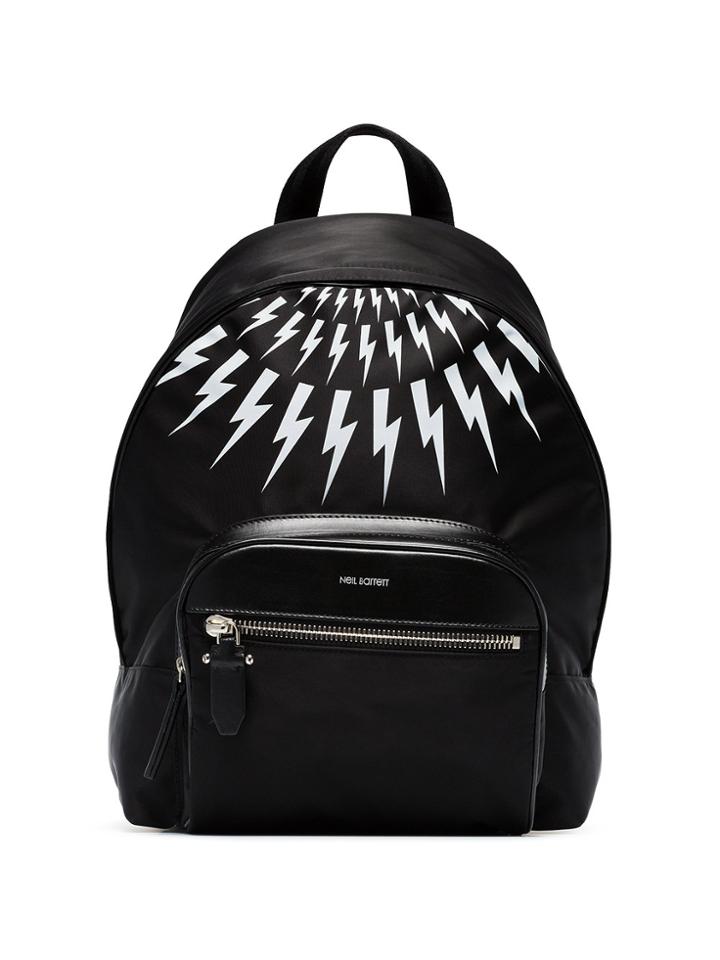 Neil Barrett Black White Thunderbolt Nylon Backpack