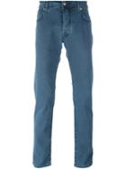 Jacob Cohen Straight Leg Trousers, Men's, Size: 38, Blue, Cotton/modal/spandex/elastane
