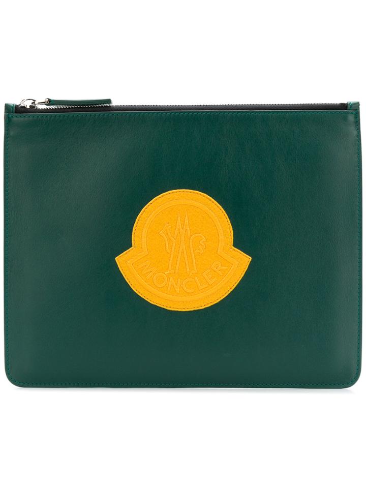 Moncler Logo Print Clutch - Green