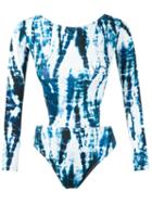 Blue Man Cut Out Long Sleeve Swimsuit
