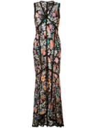 Nicole Miller Floral Print Dress, Women's, Size: 6, Black, Silk/nylon